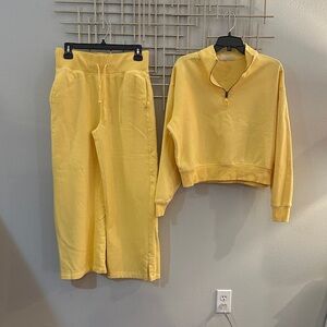 Yellow Sweatshirt and Sweatpants Set